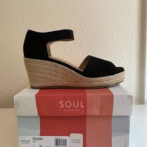 Black Suede SOUL Naturalizer Wedge Espadrille 7M